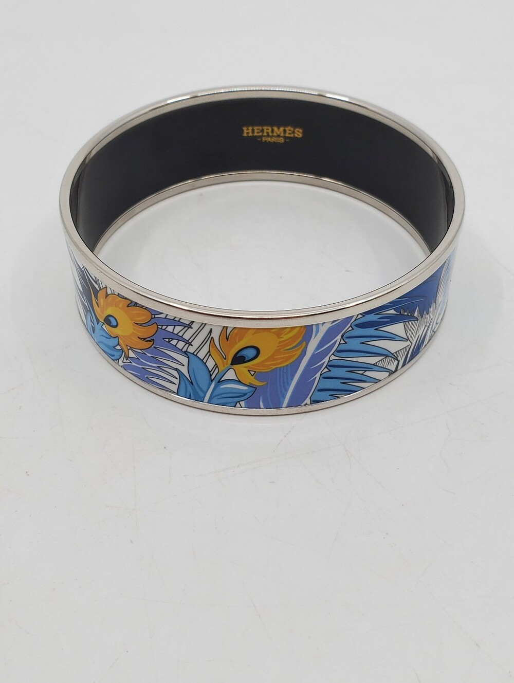 Hermes Enamel Printed Wide Mythiques Phoenix Bangle